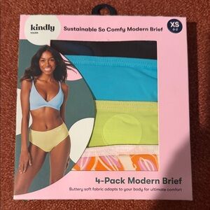 Kindly Yours Women's 4-Pack Modern Briefs — Blue, Black, Lime, Printed